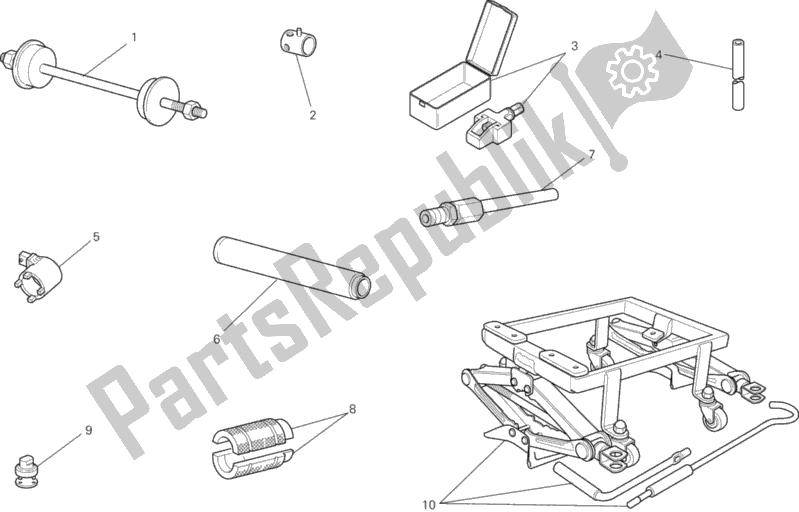 Alle onderdelen voor de Werkplaats Service Tools, Frame van de Ducati Monster 696 ABS USA Anniversary 2013